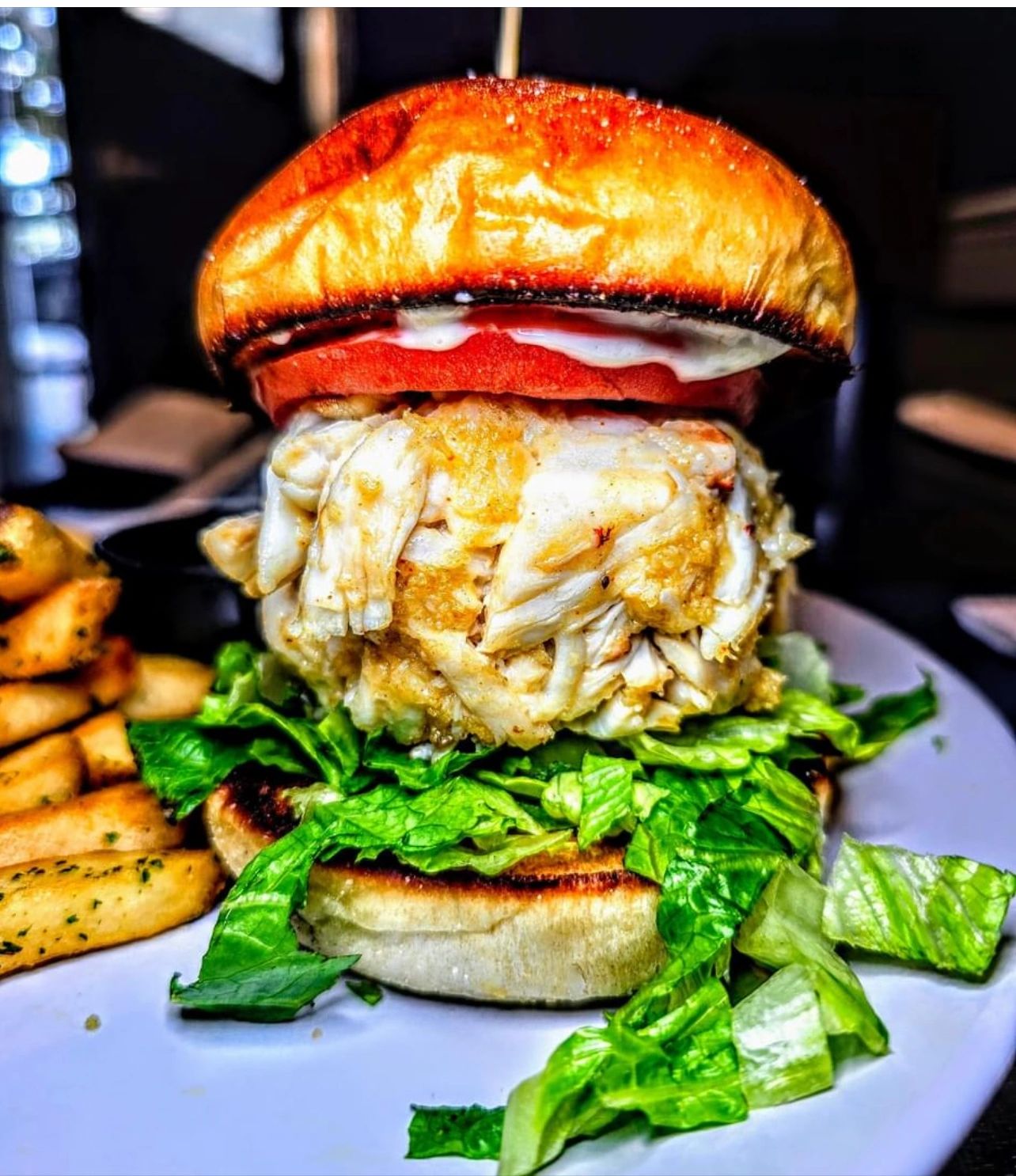 Jumbo lump crabcake sandwich — our signature